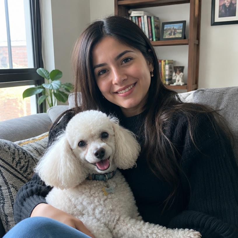 Valentina R., 27 años con su perro